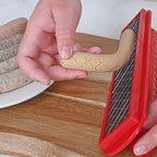 Hot Dog Slicer with Criss-Cross Slots Stainless Steel and Red ABS Plastic for Even Cooking