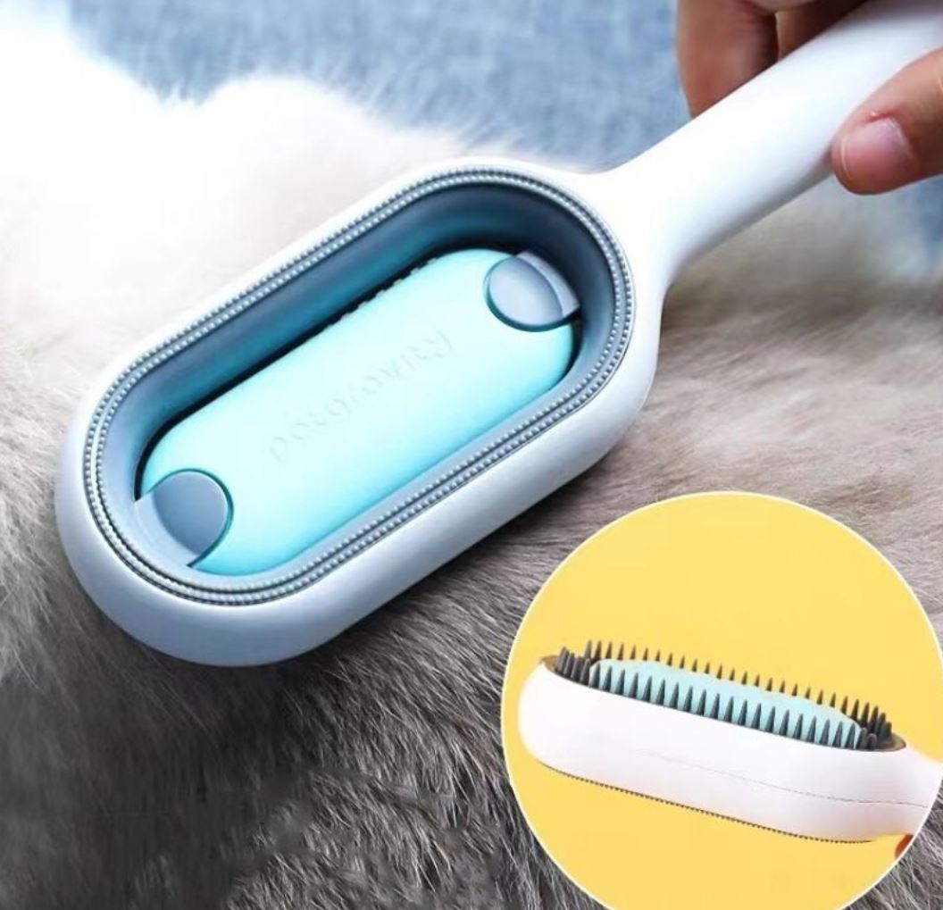 Pet Hair Remover Grooming Comb for Dogs and Cats, Silicone Massage Brush for Long and Short Hair, Blue or Pink