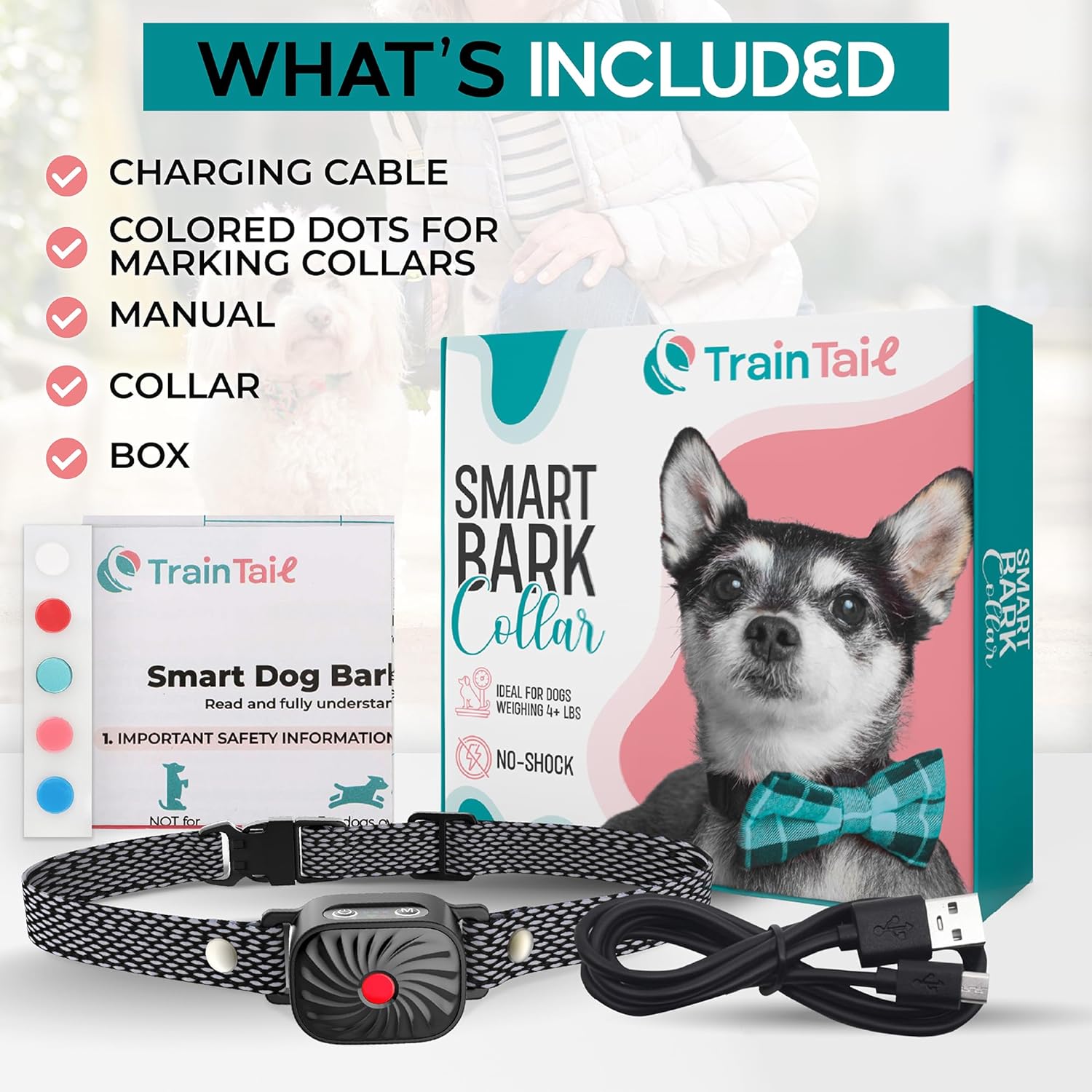 Bark Control Collar for Small Dogs Adjustable Gentle Anti-Bark Training Collar Black Waterproof