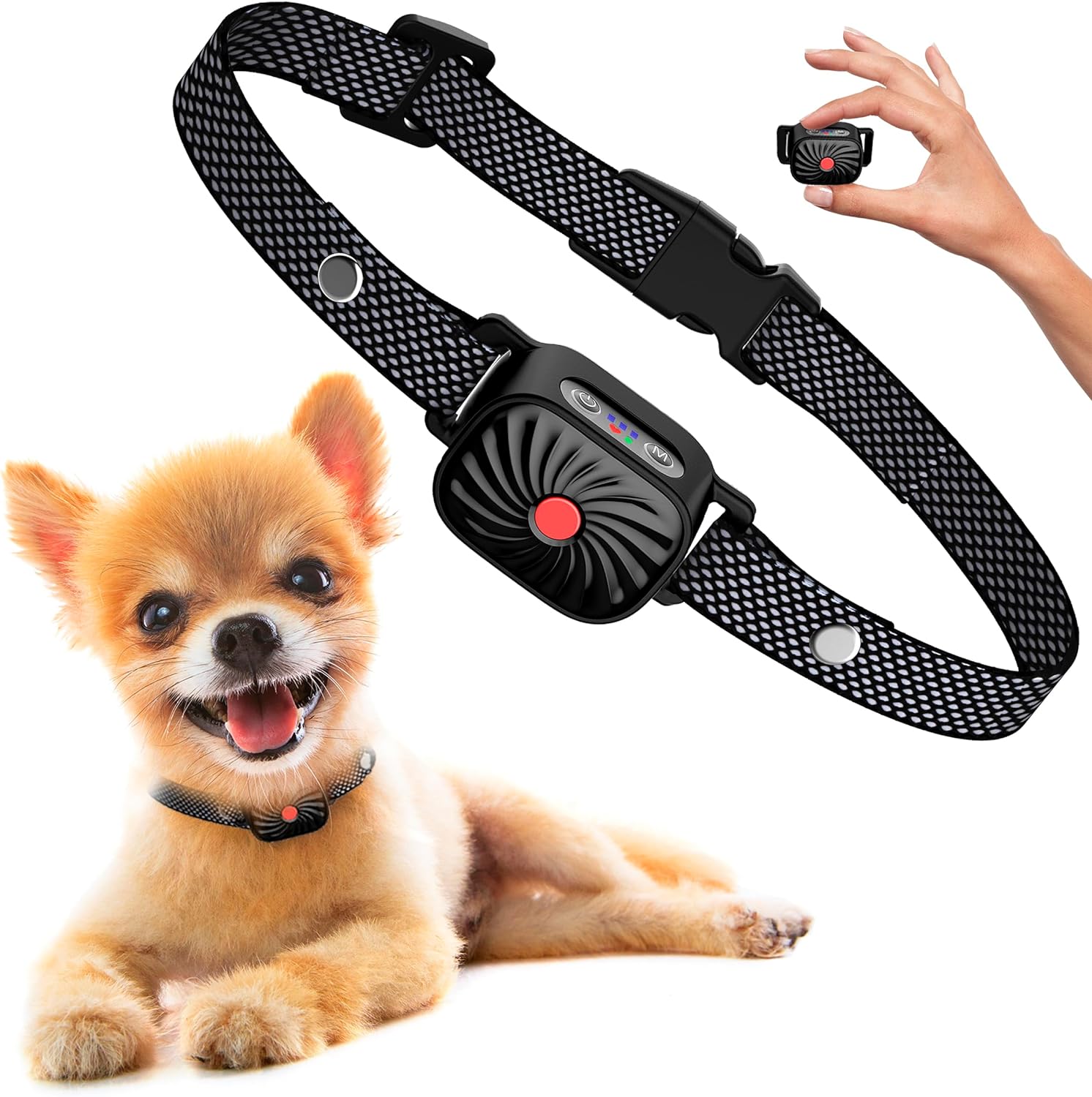 Bark Control Collar for Small Dogs Adjustable Gentle Anti-Bark Training Collar Black Waterproof