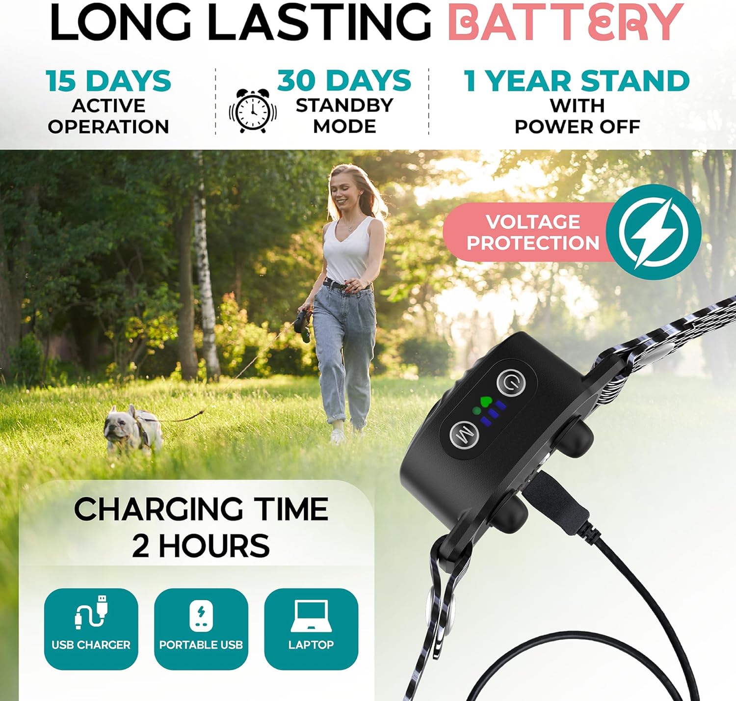 Bark Control Collar for Small Dogs Adjustable Gentle Anti-Bark Training Collar Black Waterproof