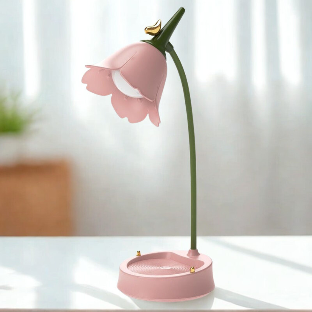 Modern Flower LED Table Lamp Touch-Activated USB Rechargeable Warm Light ABS Plastic