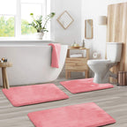 VelvaLuxe 3-Piece Memory Foam Bath Mat Set Non-Slip Absorbent Machine Washable