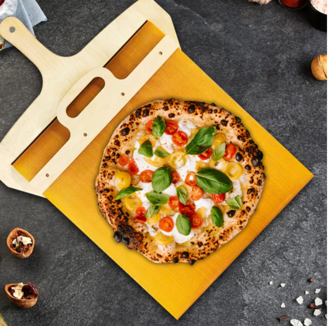 PizzaPro Slide Birch Wood Pizza Peel 35cm Wide 55cm Long Italian Handmade Pizza Shovel
