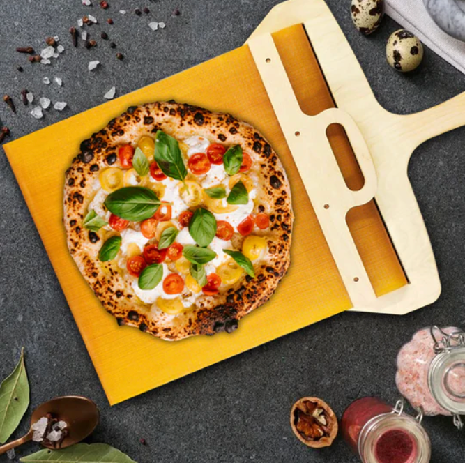 PizzaPro Slide Birch Wood Pizza Peel 35cm Wide 55cm Long Italian Handmade Pizza Shovel