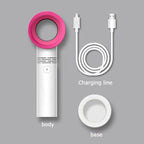 Portable Rechargeable Mini Handheld Fan Bladeless USB with 3 Speeds and Free Stand, Portable Desk Fan in Black White Green