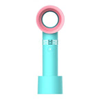Portable Rechargeable Mini Handheld Fan Bladeless USB with 3 Speeds and Free Stand, Portable Desk Fan in Black White Green
