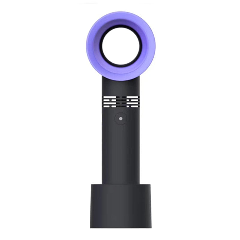 Portable Rechargeable Mini Handheld Fan Bladeless USB with 3 Speeds and Free Stand, Portable Desk Fan in Black White Green