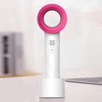 Portable Rechargeable Mini Handheld Fan Bladeless USB with 3 Speeds and Free Stand, Portable Desk Fan in Black White Green