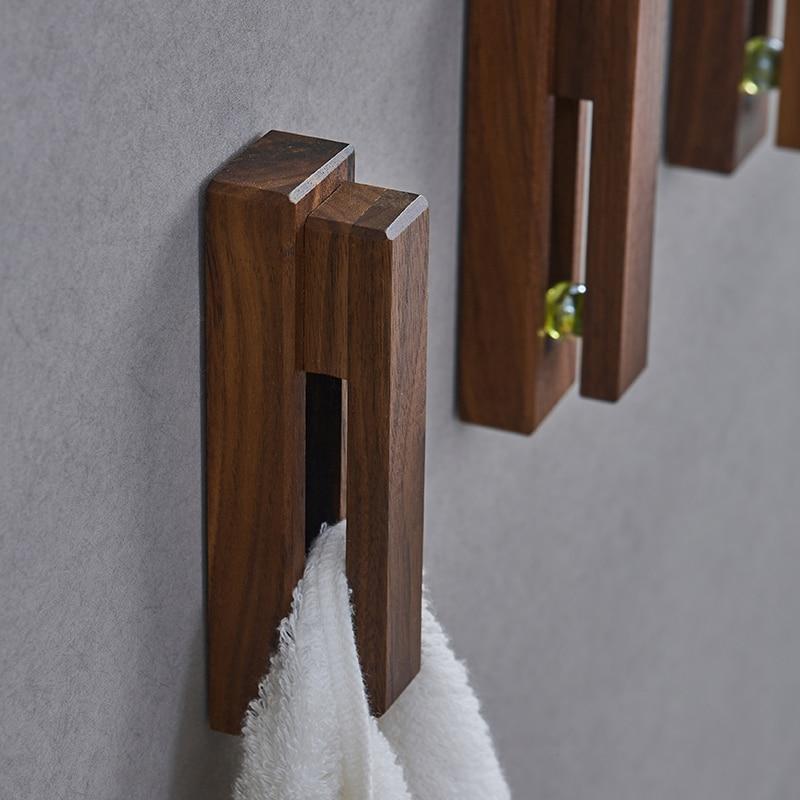 Harrow Nordic Wooden Towel Holder Wall Hooks with Glass Ball Rolling Grip Beech Walnut Oak