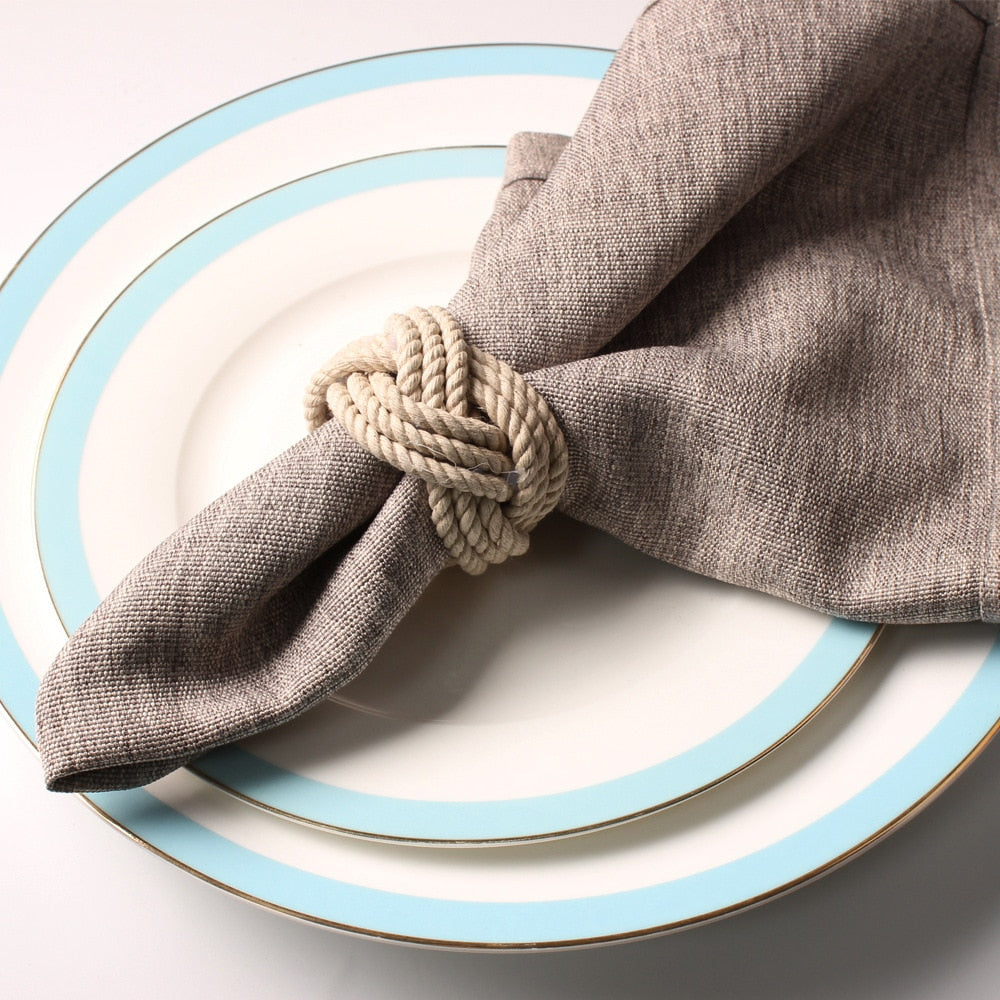 Braided Jute Napkin Rings Set of 10 Natural Handwoven Rustic Table Decor