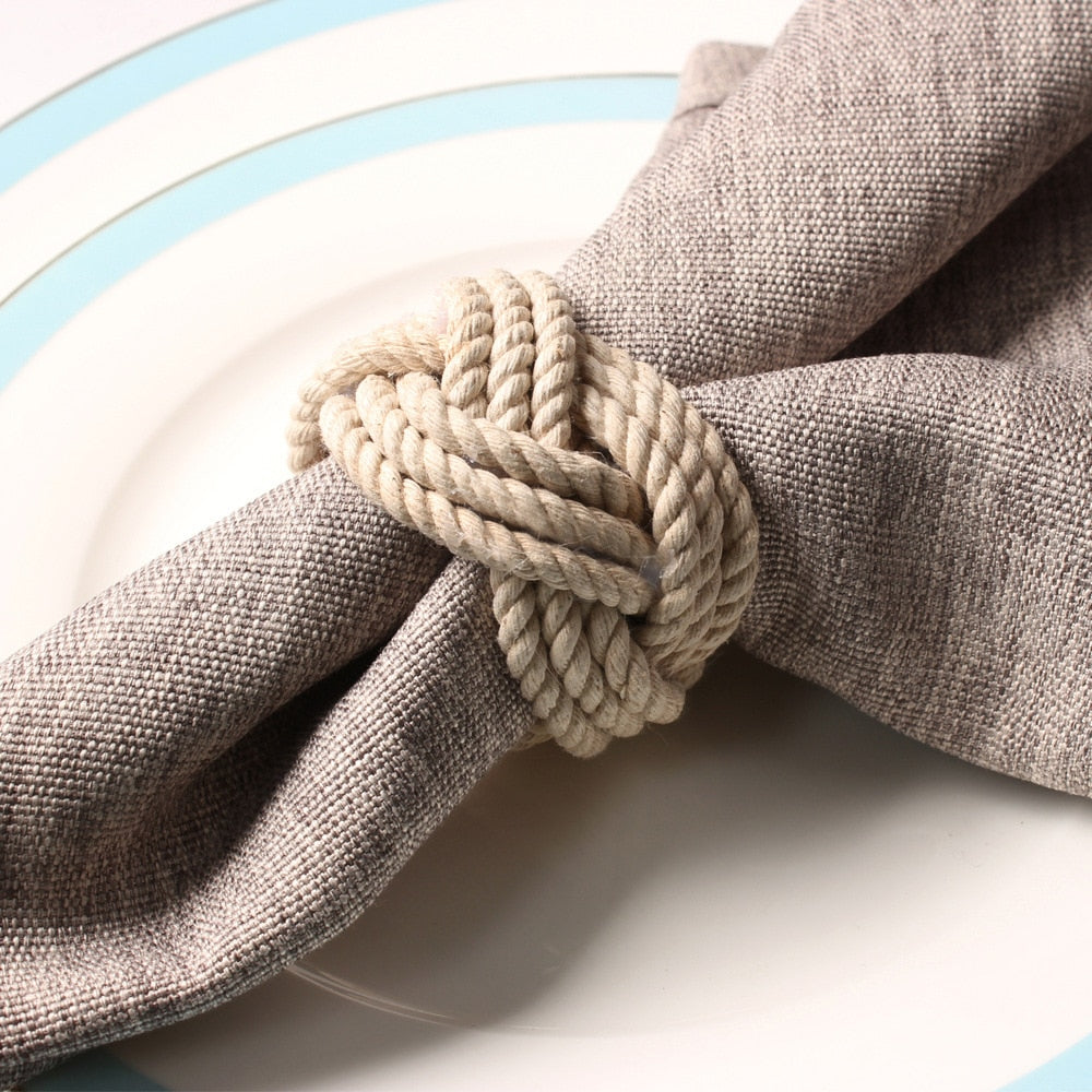 Braided Jute Napkin Rings Set of 10 Natural Handwoven Rustic Table Decor