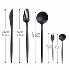 Harrow Modern Minimalist Cutlery Set Stainless Steel Titanium Matte Finish 5-Piece Black Gold Rose Gold Silver