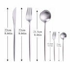 Harrow Modern Minimalist Cutlery Set Stainless Steel Titanium Matte Finish 5-Piece Black Gold Rose Gold Silver