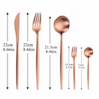 Harrow Modern Minimalist Cutlery Set Stainless Steel Titanium Matte Finish 5-Piece Black Gold Rose Gold Silver