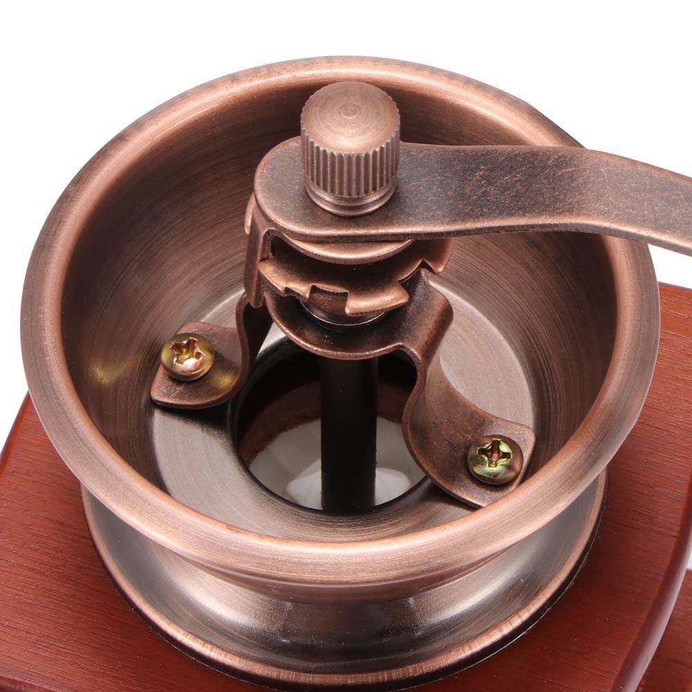 Wooden Manual Coffee Grinder Antique Style Hand Crank Coffee Bean Mill with Adjustable Grind