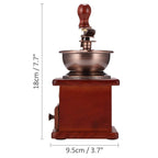 Wooden Manual Coffee Grinder Antique Style Hand Crank Coffee Bean Mill with Adjustable Grind