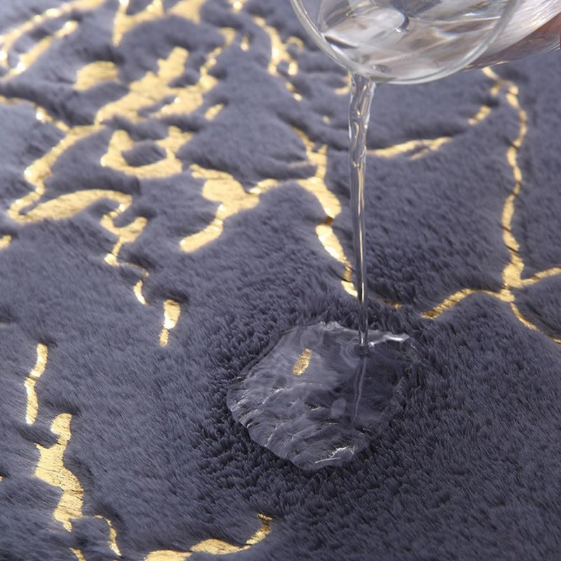 Harrow Dazzle Non-Slip Bath Mat Soft Absorbent Synthetic Fiber Gold Marble Pattern Multiple Sizes