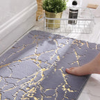 Harrow Dazzle Non-Slip Bath Mat Soft Absorbent Synthetic Fiber Gold Marble Pattern Multiple Sizes