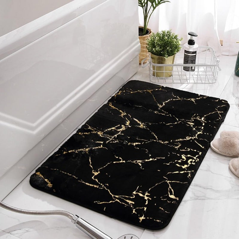 Harrow Dazzle Non-Slip Bath Mat Soft Absorbent Synthetic Fiber Gold Marble Pattern Multiple Sizes