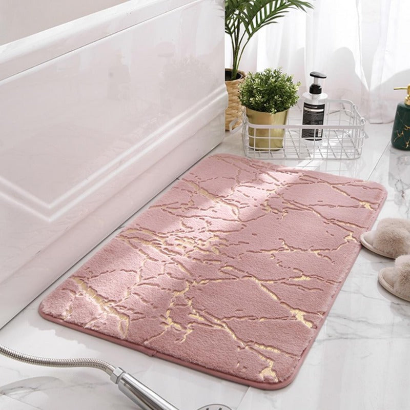 Harrow Dazzle Non-Slip Bath Mat Soft Absorbent Synthetic Fiber Gold Marble Pattern Multiple Sizes