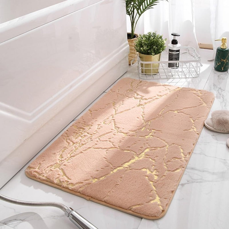 Harrow Dazzle Non-Slip Bath Mat Soft Absorbent Synthetic Fiber Gold Marble Pattern Multiple Sizes