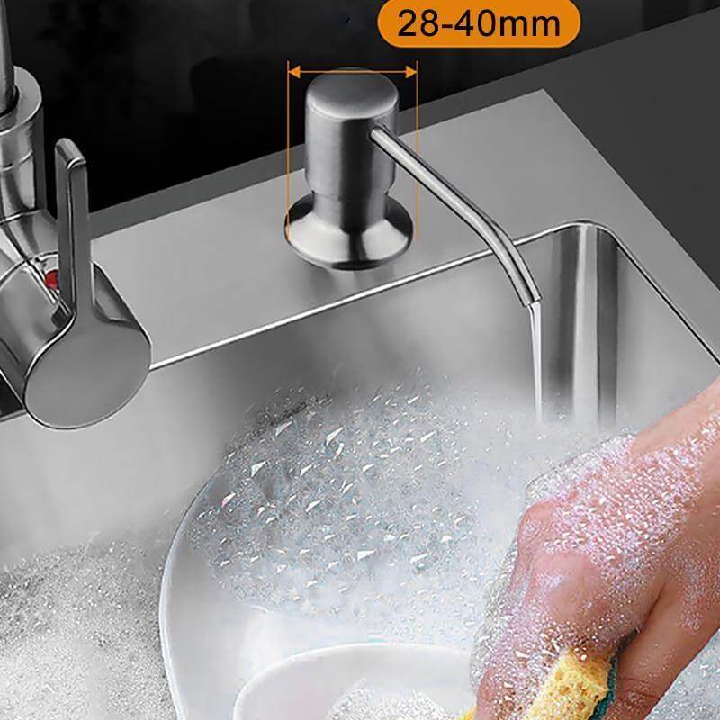 Countertop Soap Dispenser Stainless Steel and Plastic Easy Install for Kitchen and Bathroom Sink