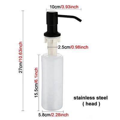 Countertop Soap Dispenser Stainless Steel and Plastic Easy Install for Kitchen and Bathroom Sink
