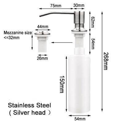 Countertop Soap Dispenser Stainless Steel and Plastic Easy Install for Kitchen and Bathroom Sink