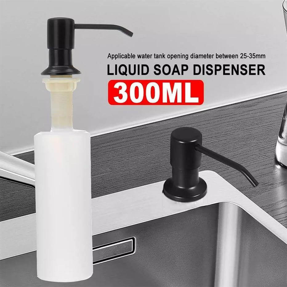Countertop Soap Dispenser Stainless Steel and Plastic Easy Install for Kitchen and Bathroom Sink