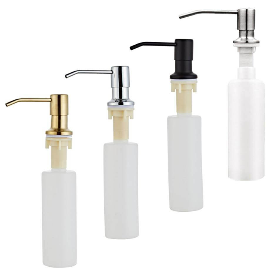 Countertop Soap Dispenser Stainless Steel and Plastic Easy Install for Kitchen and Bathroom Sink
