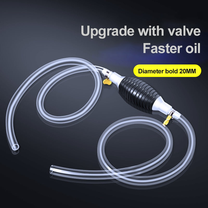 Manual Fuel Siphon Pump with Rubber Hand Pump and Transparent PVC Hose for Gasoline, Water, Oil Transfer