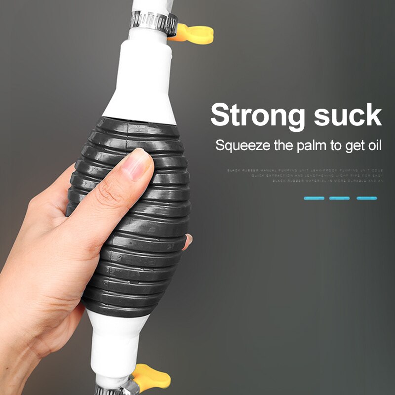 Manual Fuel Siphon Pump with Rubber Hand Pump and Transparent PVC Hose for Gasoline, Water, Oil Transfer