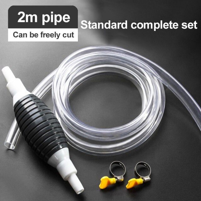 Manual Fuel Siphon Pump with Rubber Hand Pump and Transparent PVC Hose for Gasoline, Water, Oil Transfer