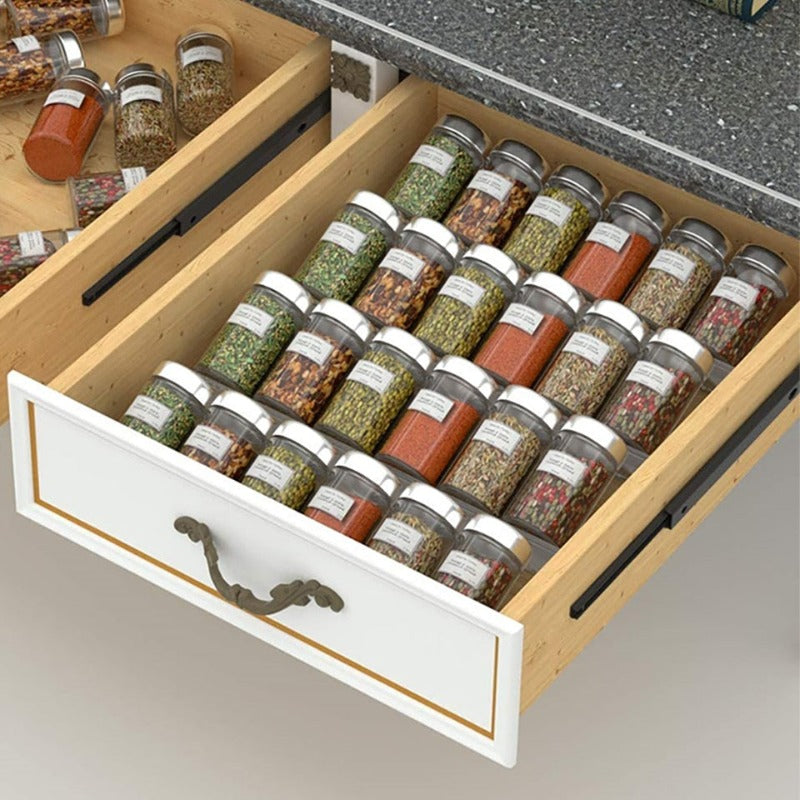 Acrylic Adjustable Multi-Tier Spice Drawer Organizer Clear Kitchen Storage Rack 1-4 Tiers