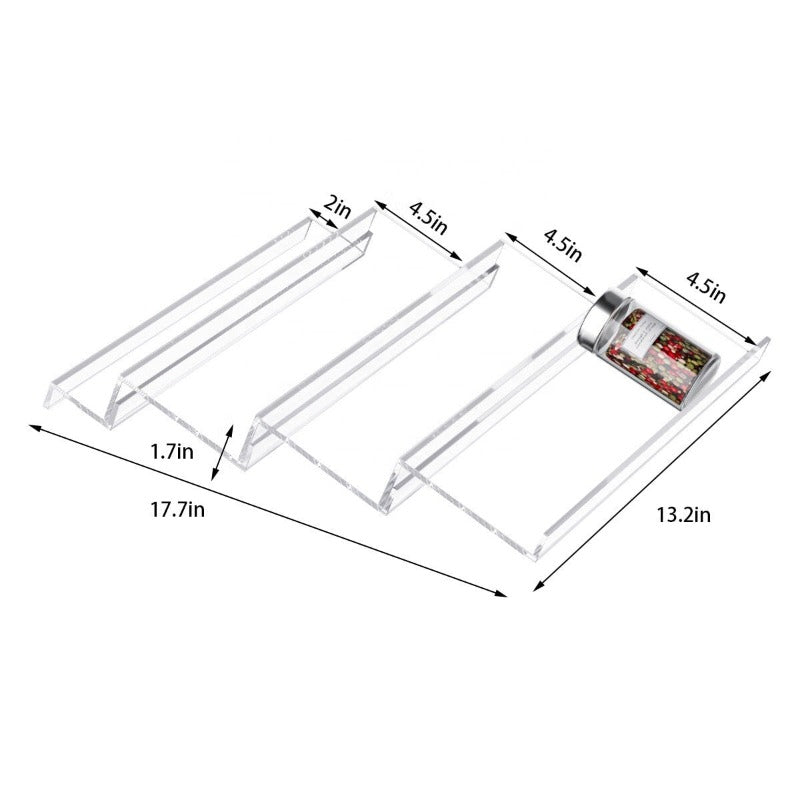 Acrylic Adjustable Multi-Tier Spice Drawer Organizer Clear Kitchen Storage Rack 1-4 Tiers
