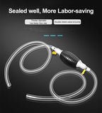 Manual Fuel Siphon Pump with Rubber Hand Pump and Transparent PVC Hose for Gasoline, Water, Oil Transfer