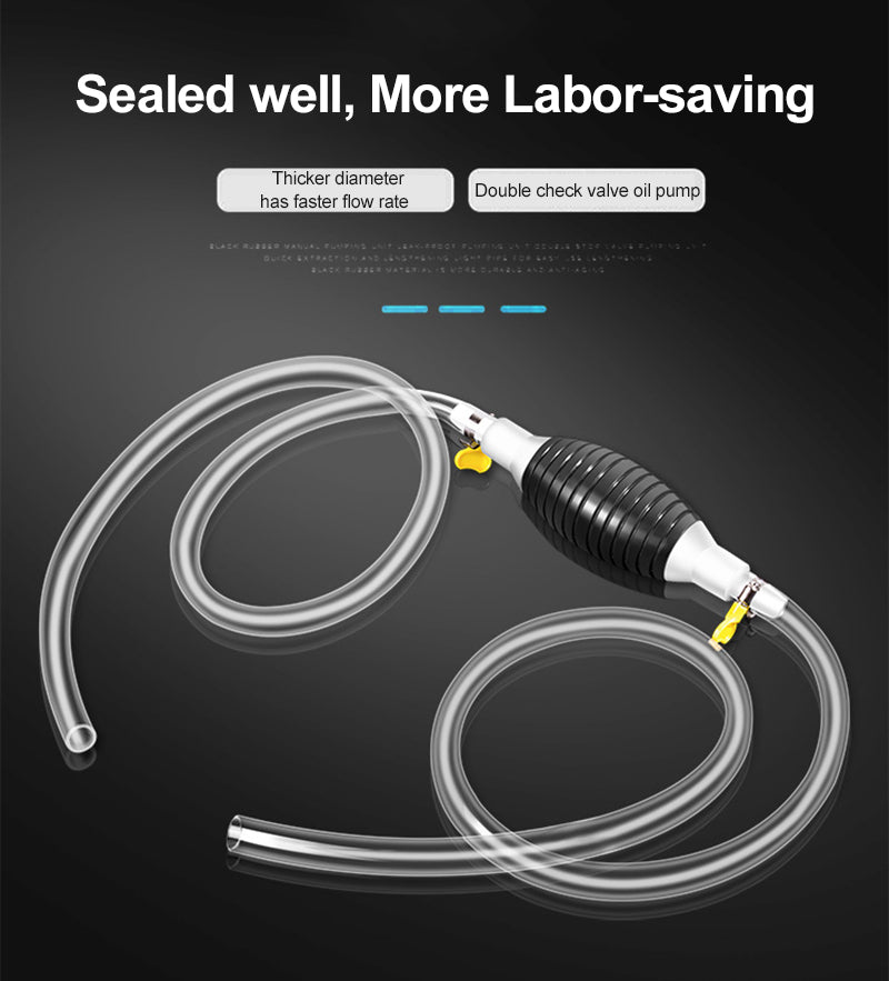 Manual Fuel Siphon Pump with Rubber Hand Pump and Transparent PVC Hose for Gasoline, Water, Oil Transfer