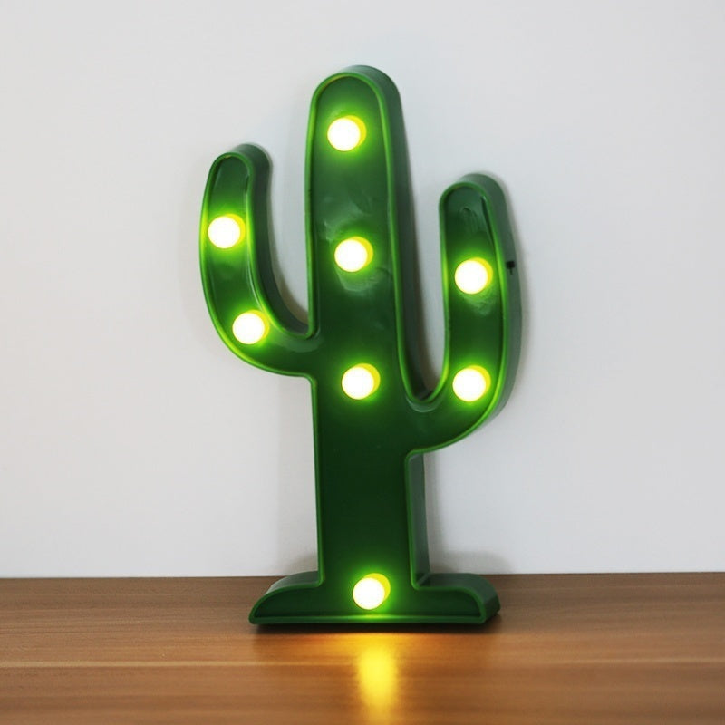 Cute Cactus Night LED Lights Plastic Warm White Home Decor 25x15.5 cm