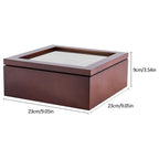 Harrow Wood Tea Storage Box Large Grid Organizer with 9 Compartments Burgundy Black
