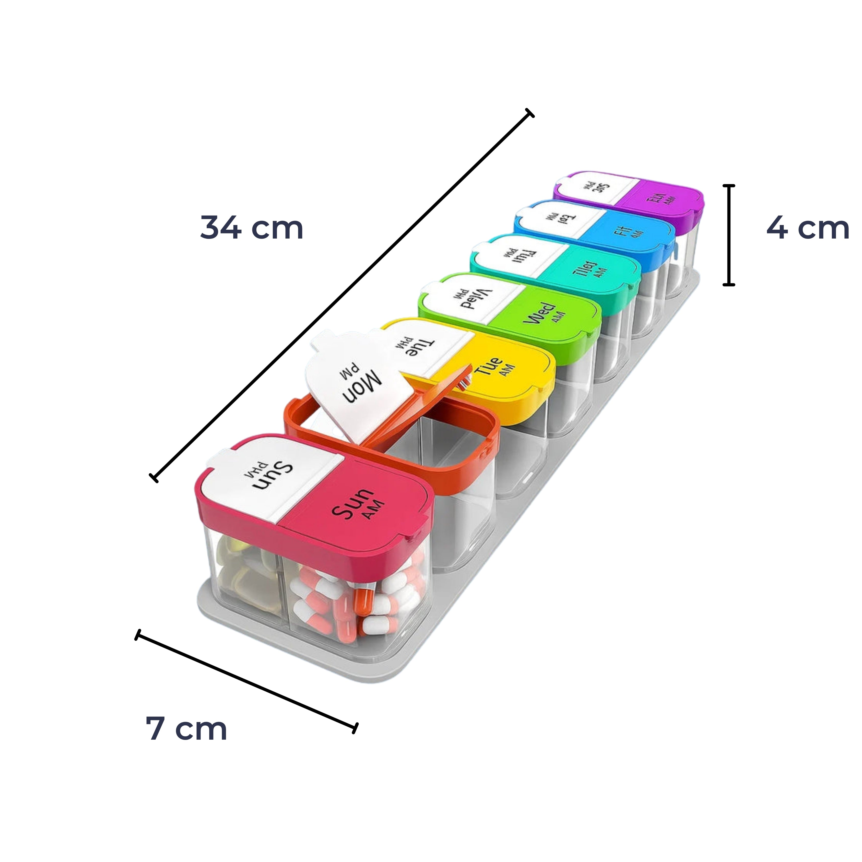 7-Day Weekly Pill Organizer Moisture-Proof BPA-Free Compartments Large Medication Case for Seniors and Caregivers