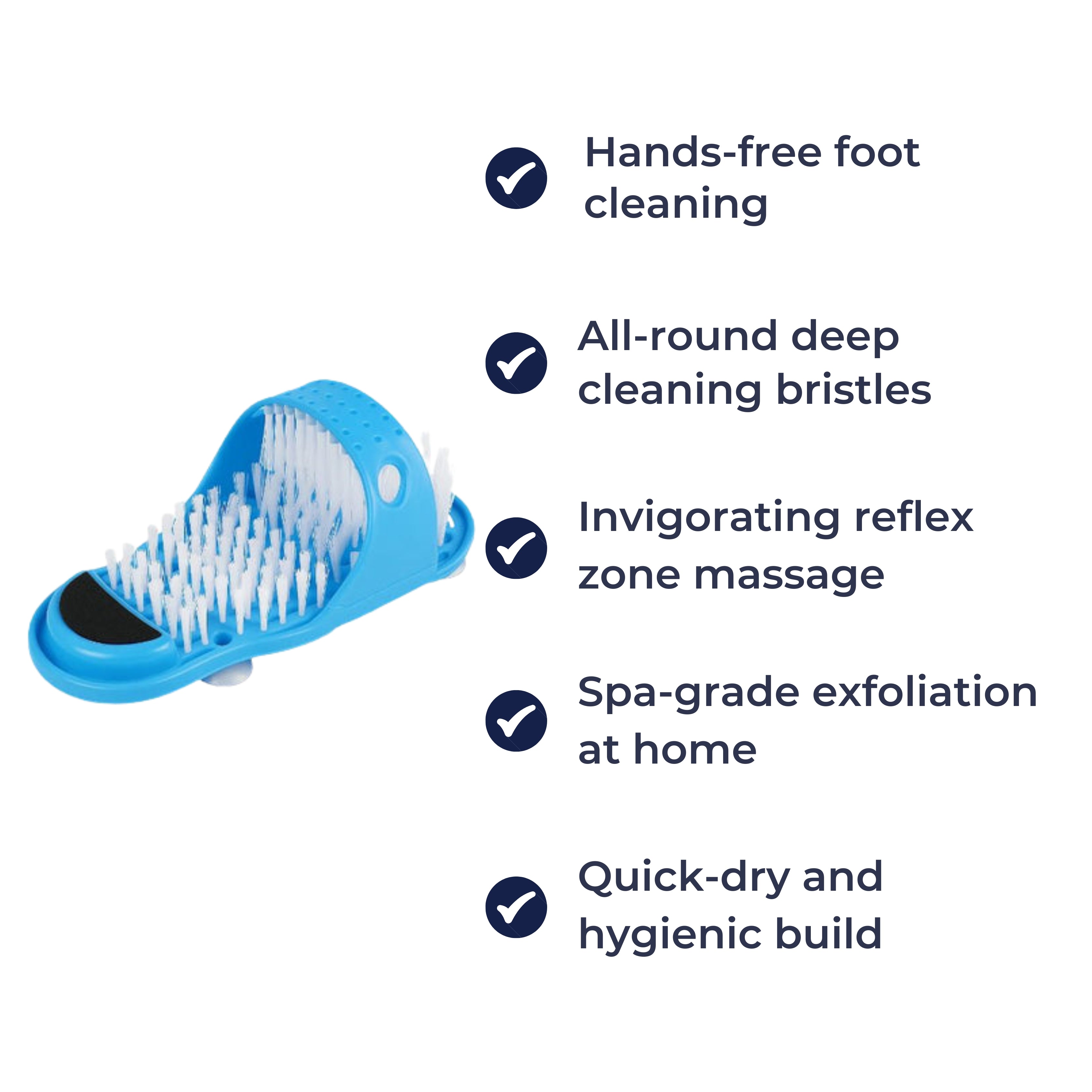 FeetEase Shower Foot Scrubber Mat No-Bend Deep Clean Massage Suction-Cup Anti-Slip Foot Cleaner