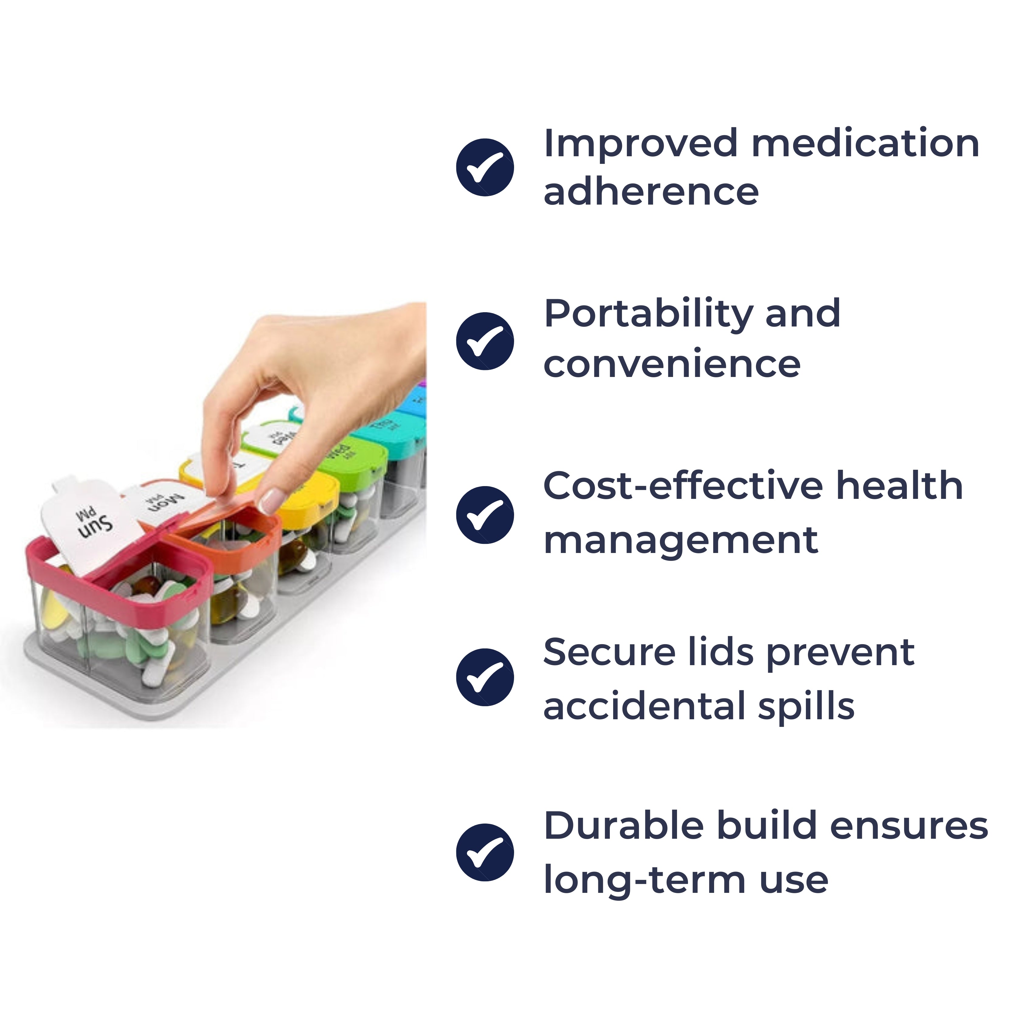 7-Day Weekly Pill Organizer Moisture-Proof BPA-Free Compartments Large Medication Case for Seniors and Caregivers