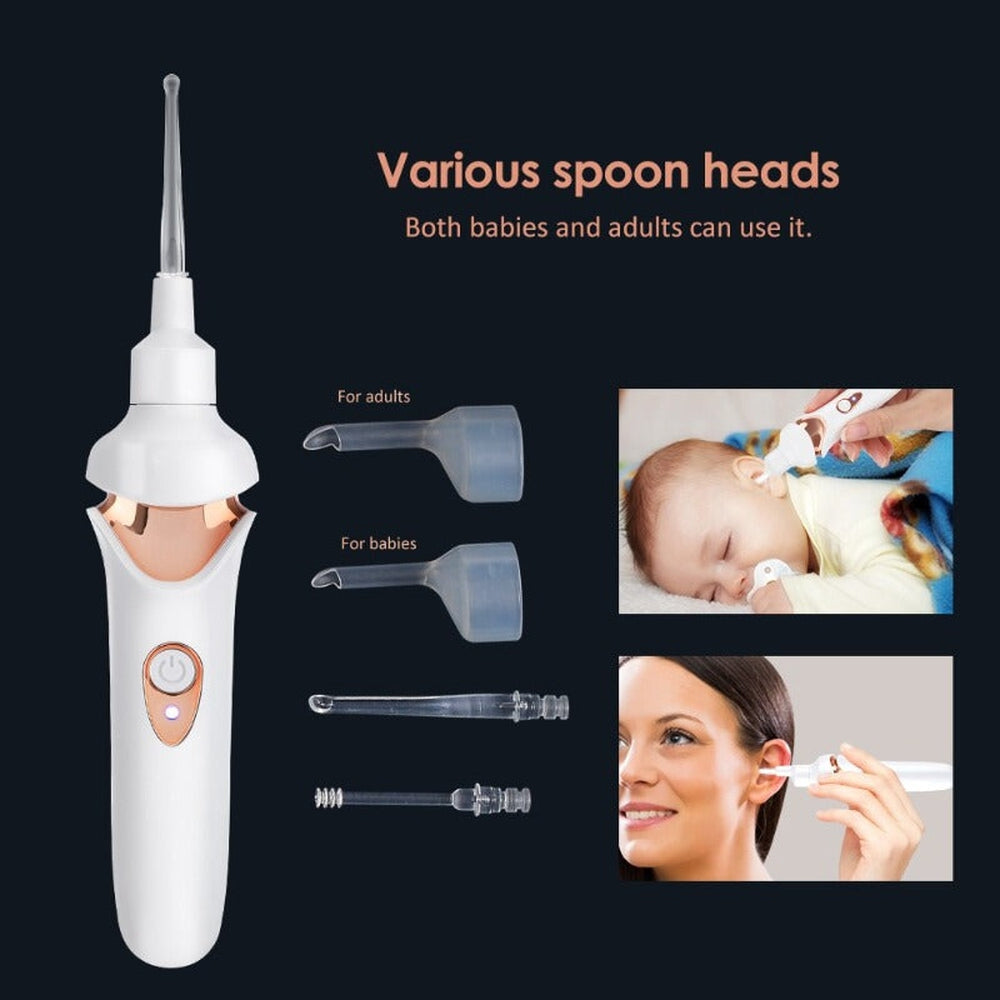 Gentle Ear Wax Suction Vacuum Cleaner with LED Light USB Rechargeable Painless Ear Aspirator with Silicone Tips