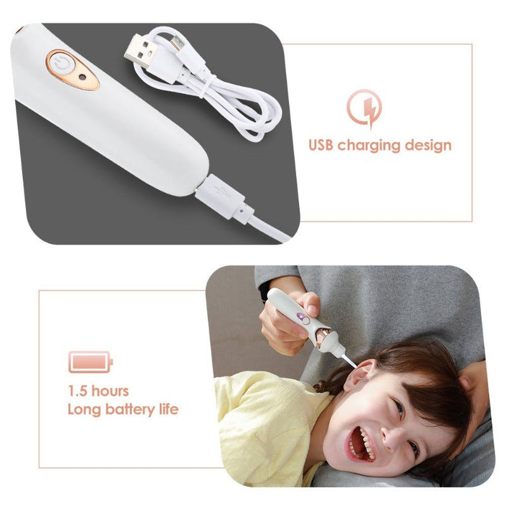 Gentle Ear Wax Suction Vacuum Cleaner with LED Light USB Rechargeable Painless Ear Aspirator with Silicone Tips