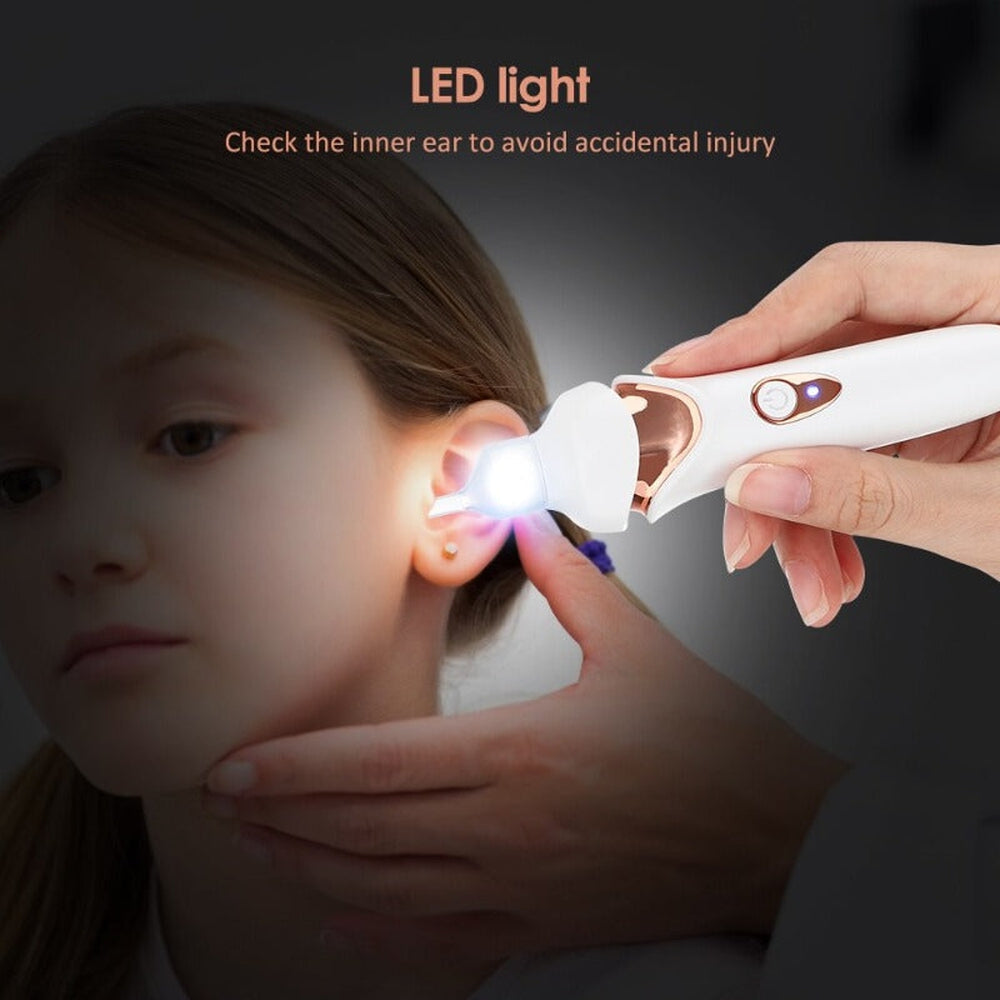 Gentle Ear Wax Suction Vacuum Cleaner with LED Light USB Rechargeable Painless Ear Aspirator with Silicone Tips