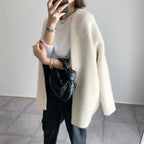 Textured Knit Relaxed Fit Cozy Cardigan Soft Acrylic Blend Button Front Layering Sweater