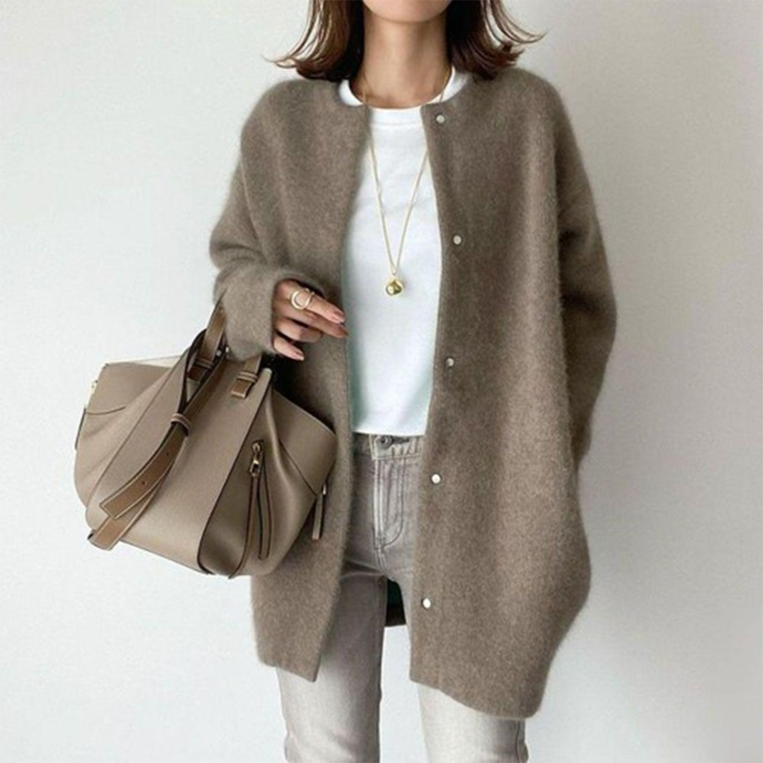 Textured Knit Relaxed Fit Cozy Cardigan Soft Acrylic Blend Button Front Layering Sweater