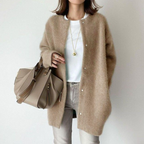 Textured Knit Relaxed Fit Cozy Cardigan Soft Acrylic Blend Button Front Layering Sweater