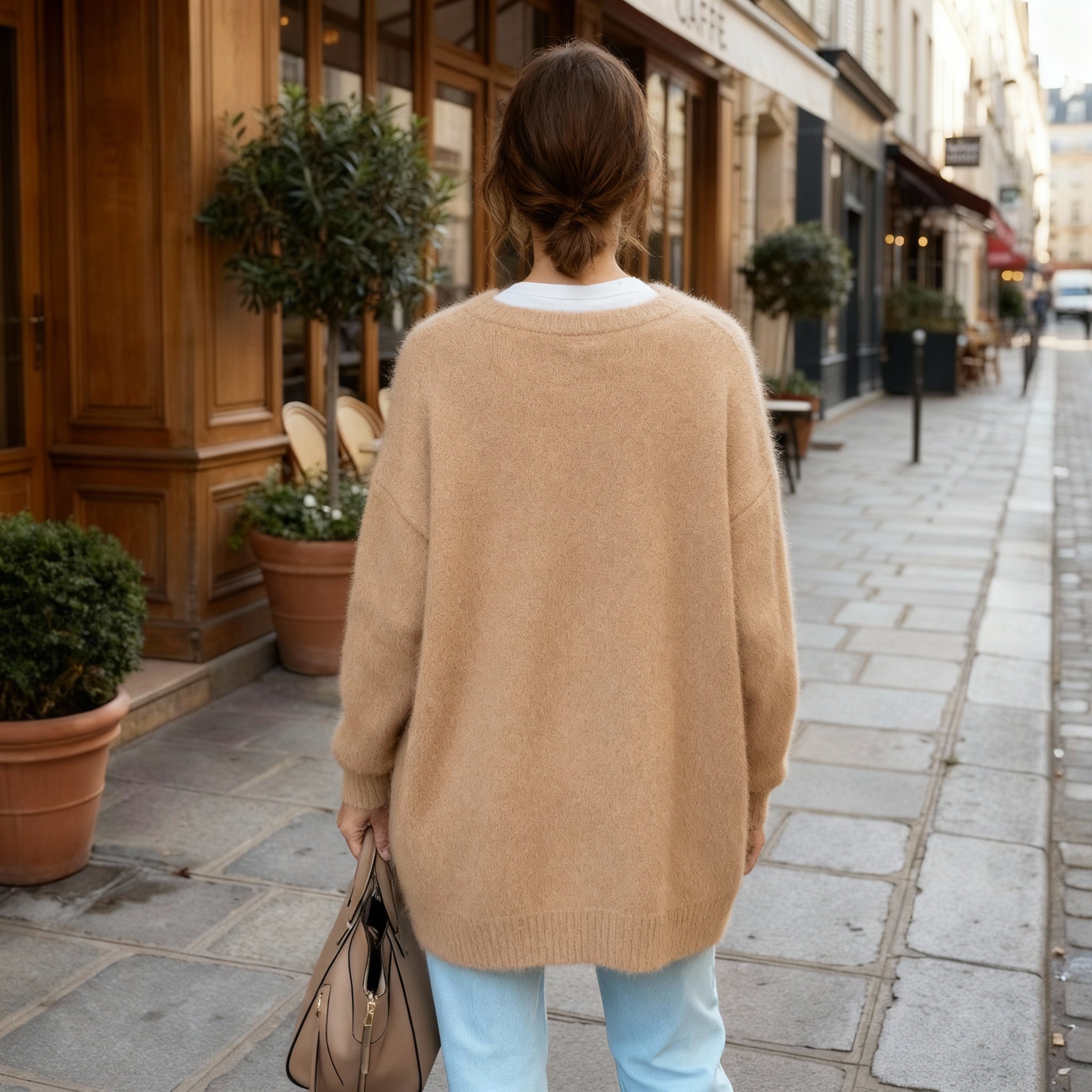 Textured Knit Relaxed Fit Cozy Cardigan Soft Acrylic Blend Button Front Layering Sweater